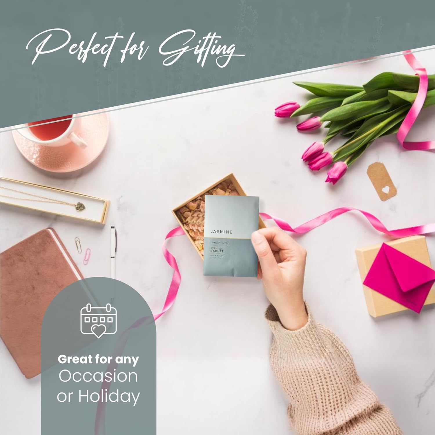 Expressive Scented Sachet Pouches – Perfect Jasmine Air Freshener & Closet Deodorizer for Drawers