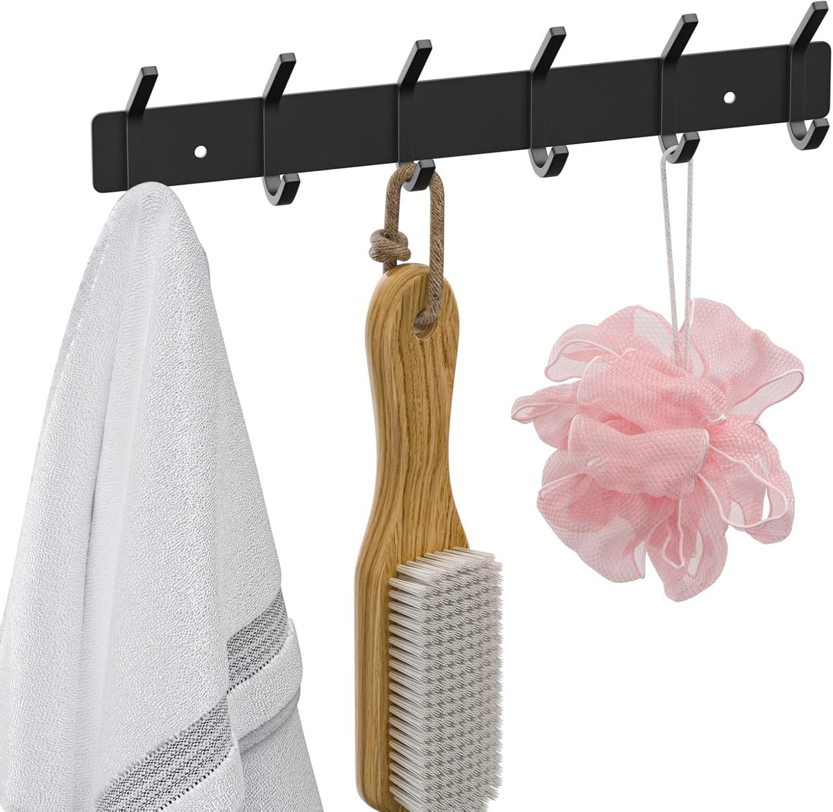 VAEHOLD Wall Hooks Coat Hooks Wall Mounted, Coat Rack with 6 Double Hooks for Hanging Towel Hat