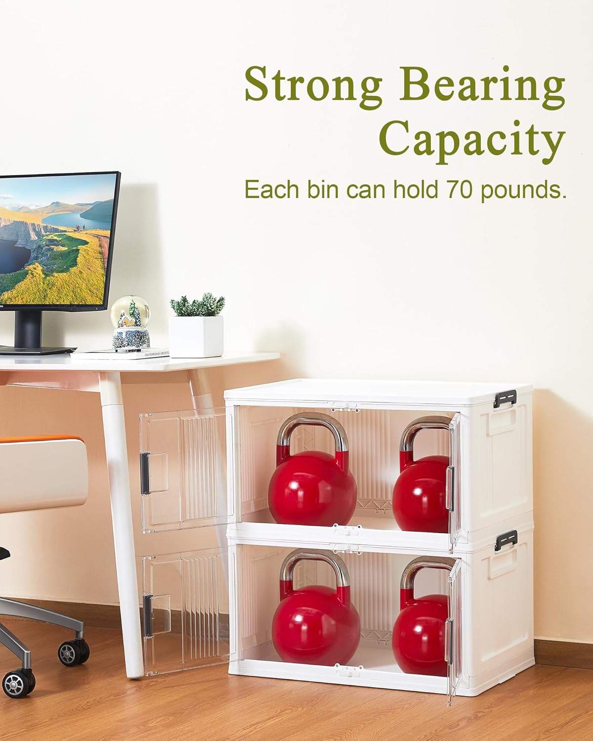 OlarHike 76QT Lockable Storage Bins with Lids - Folding Storage box with Doors and Wheels