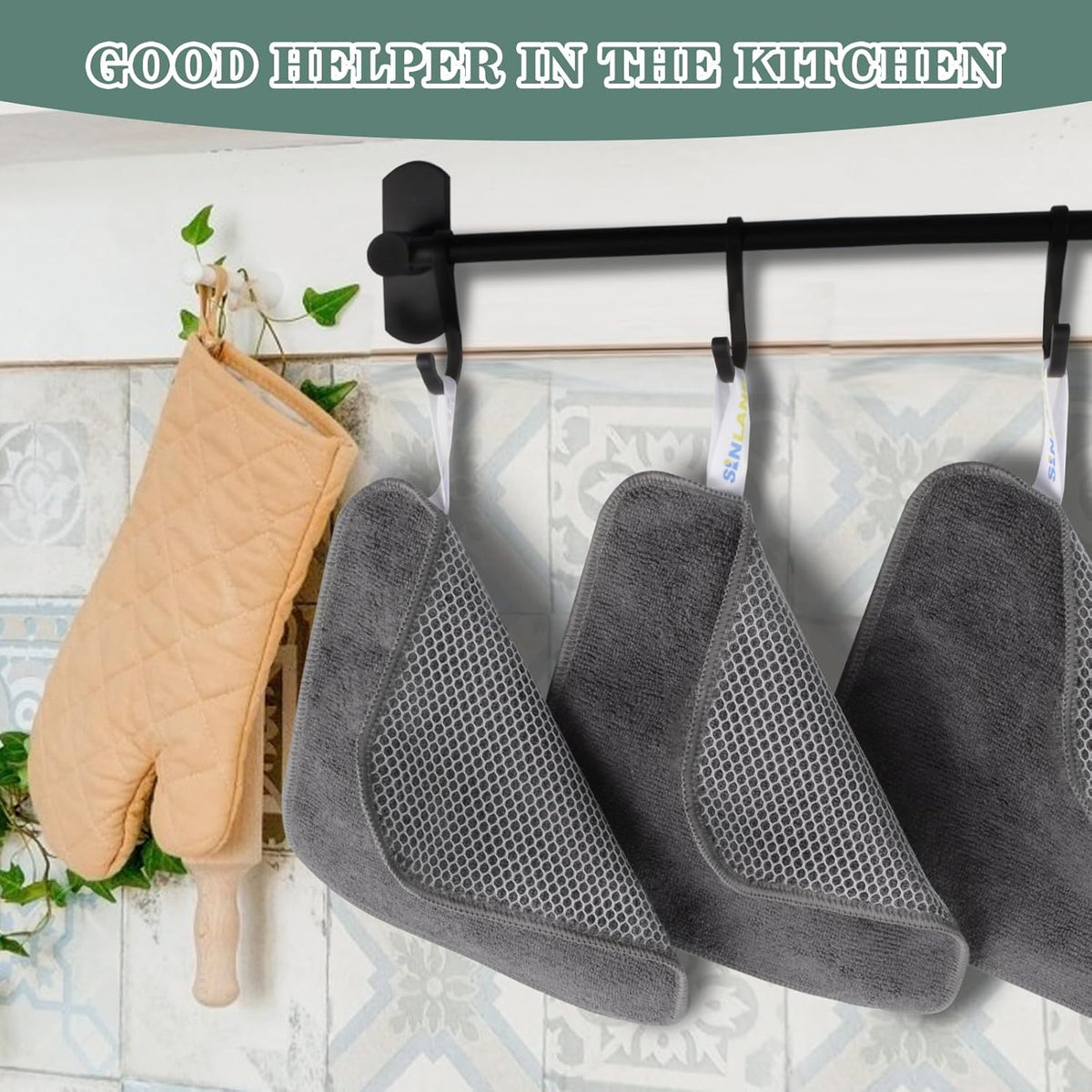 SINLAND Microfiber Dish Cloth for Washing Dishes Dish Washing Rags Best Kitchen Washcloth Cleaning