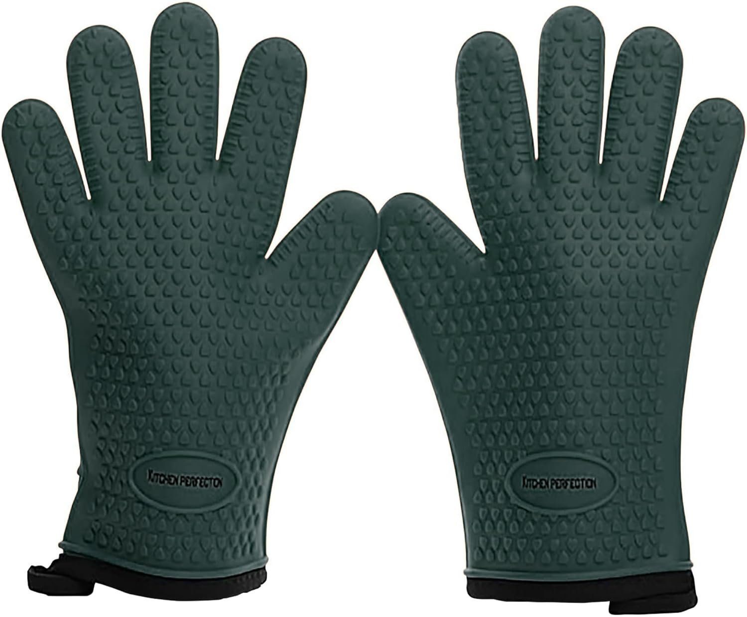 KITCHEN PERFECTION XL Silicone Smoker Oven Gloves-Extreme Heat Resistant BBQ Gloves-Handle Hot Food