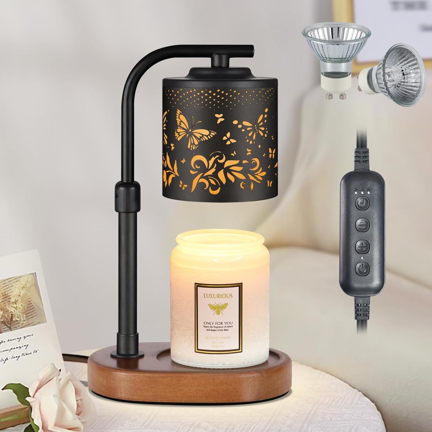 kobodon Candle Warmer Lamp with Timer,Birthday Gifts for Women Mom,Adjustable Height for Scented