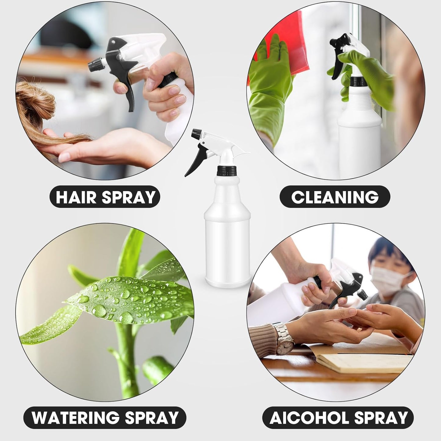 Eccliy 12 Pcs 16 Oz Plastic Spray Bottle, Adjustable Empty Reusable Sprayer for Cleaning, Planting