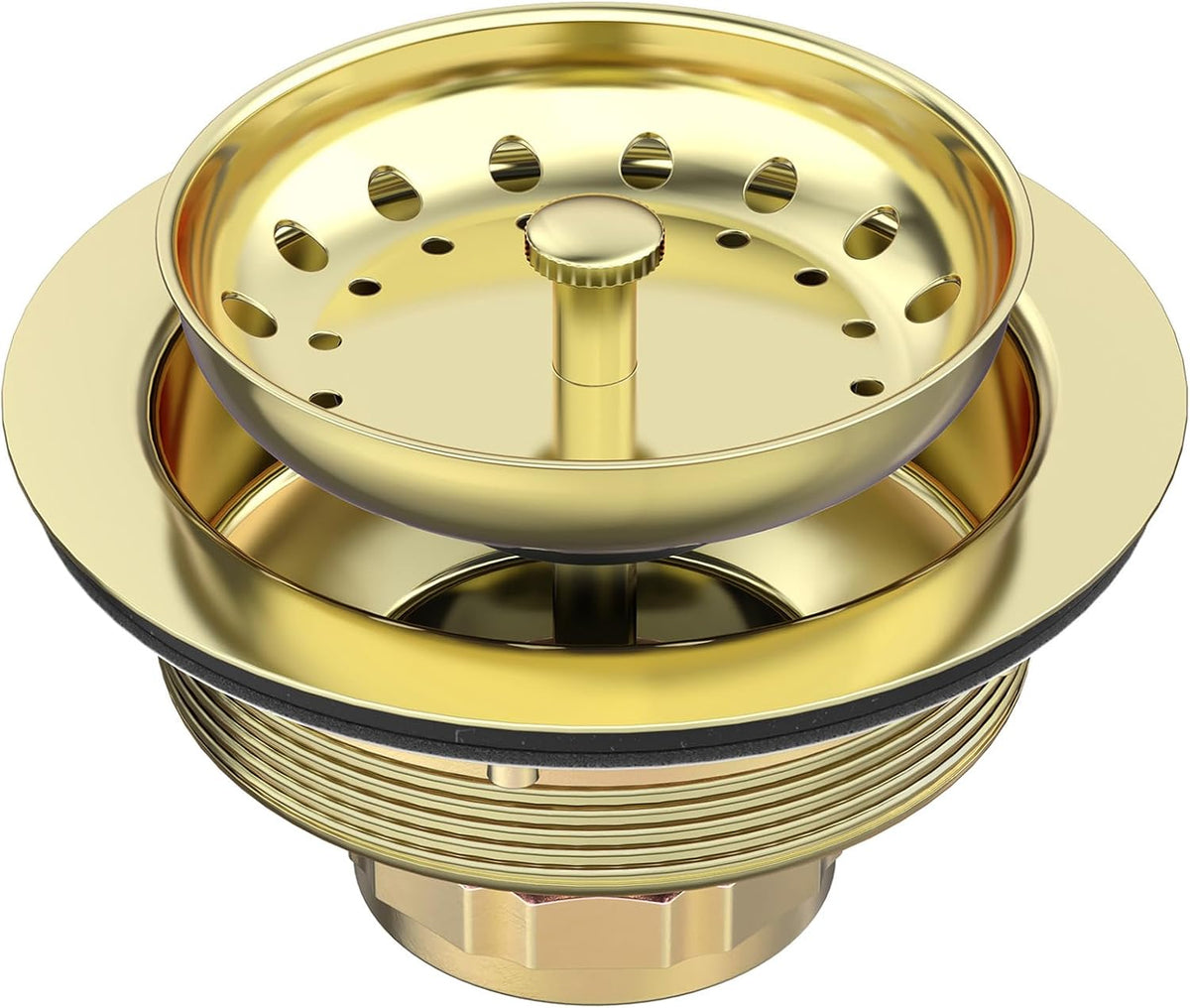 BOTEMY Stainless Steel Gold Sink Drain Strainer Kit 3-1/2 inch Kitchen Drain Assembly with Metal