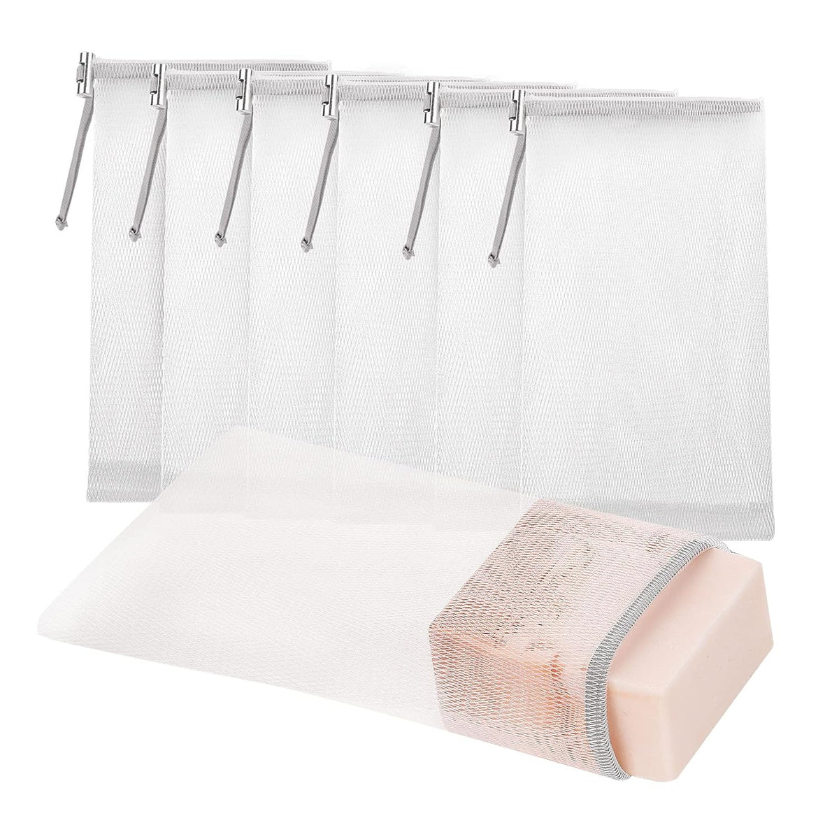 Cobahom 6 Pcs Mesh Soap Bag Mesh Foaming Net Soap Sack Bags Soap Handmade Soap Bubble Mesh Net Bags