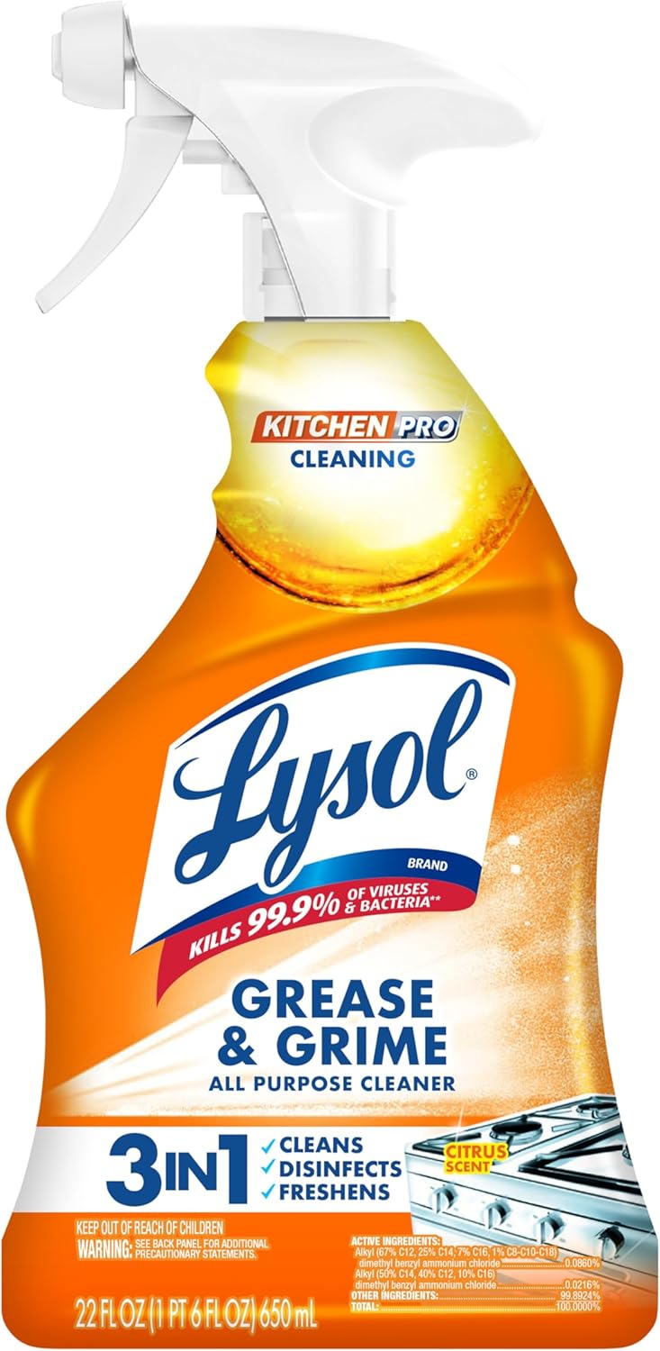 Lysol Pro Kitchen Spray Cleaner and Degreaser, Antibacterial All Purpose Cleaning Spray for