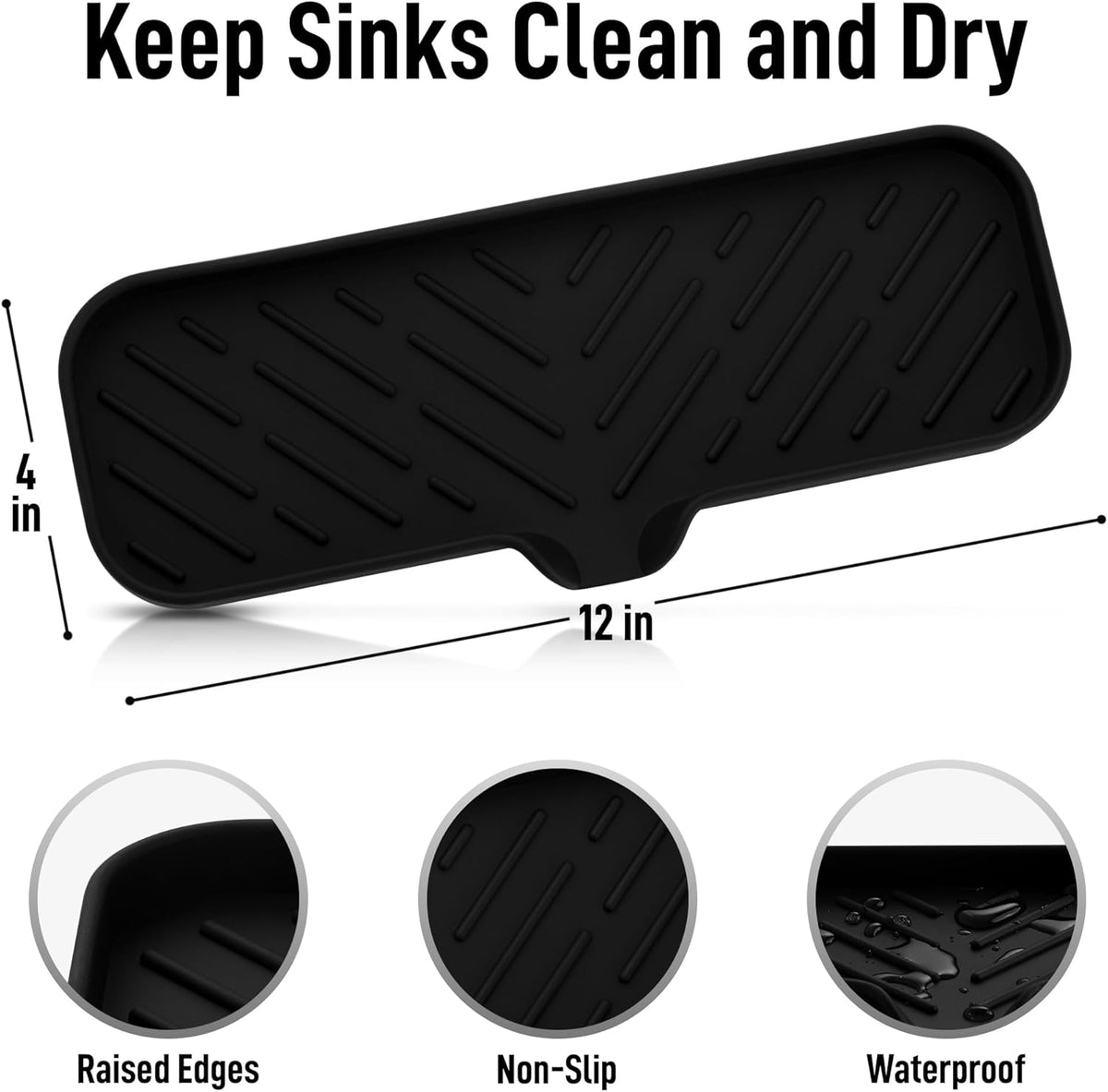 Zulay Large Silicone Sponge Holder (12x4) – Flexible Sink Organizer Tray for Kitchen & Bathroom