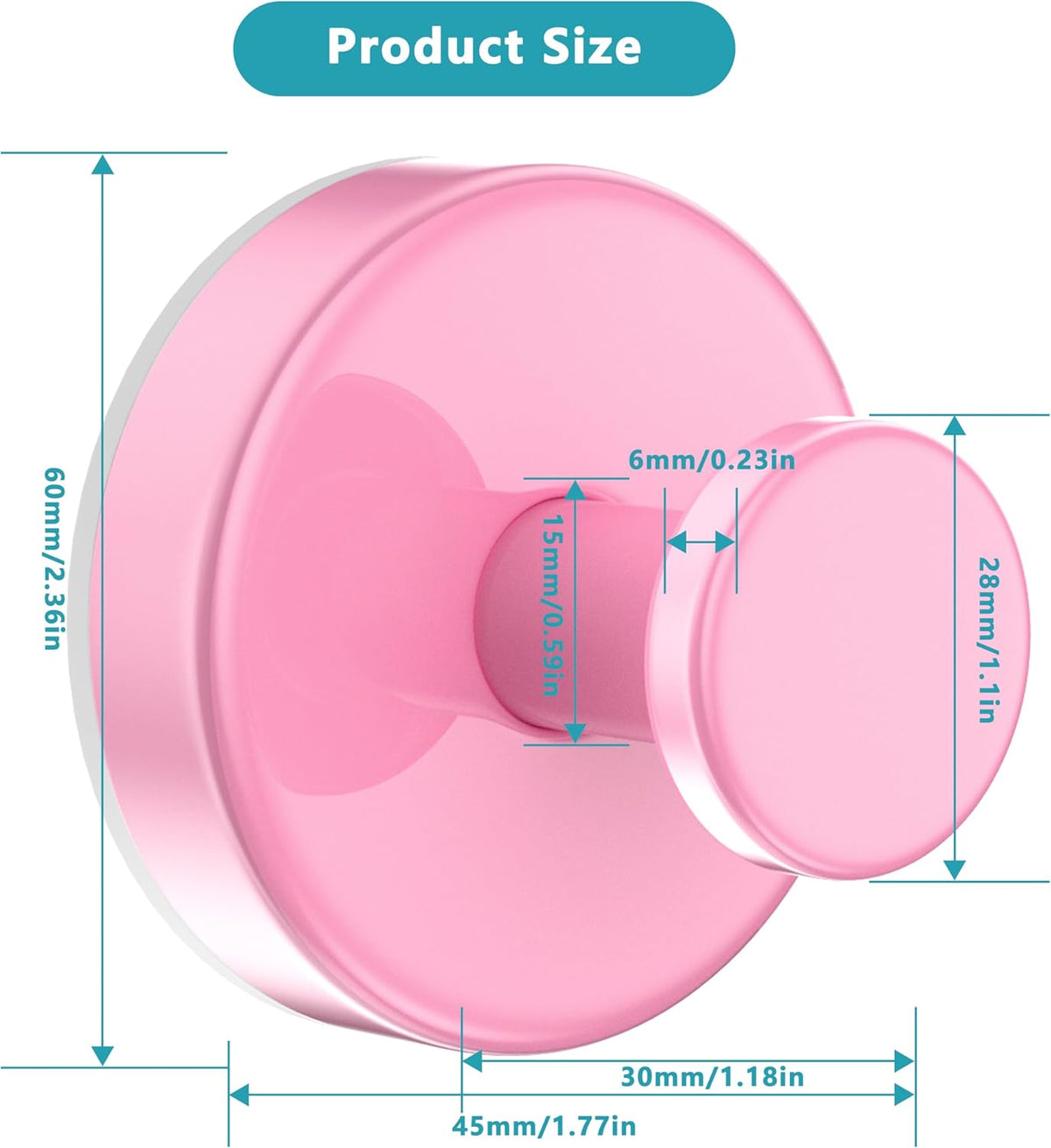 Suction Cup Hooks for Shower,Removable No Drill Towel Hooks,Upgraded 15 lbs Strong Suction hooks