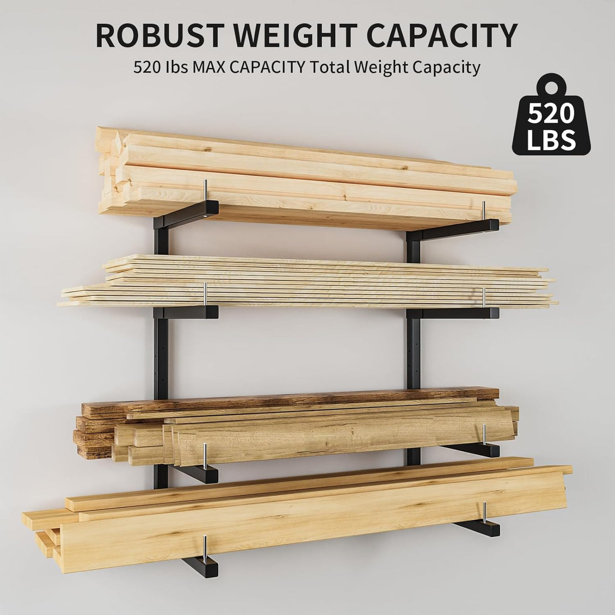 Lumber Storage Rack, Upgrade Cantilever Folding Lumber Rack Wall Mount, Metal 8 Level 32 Inch