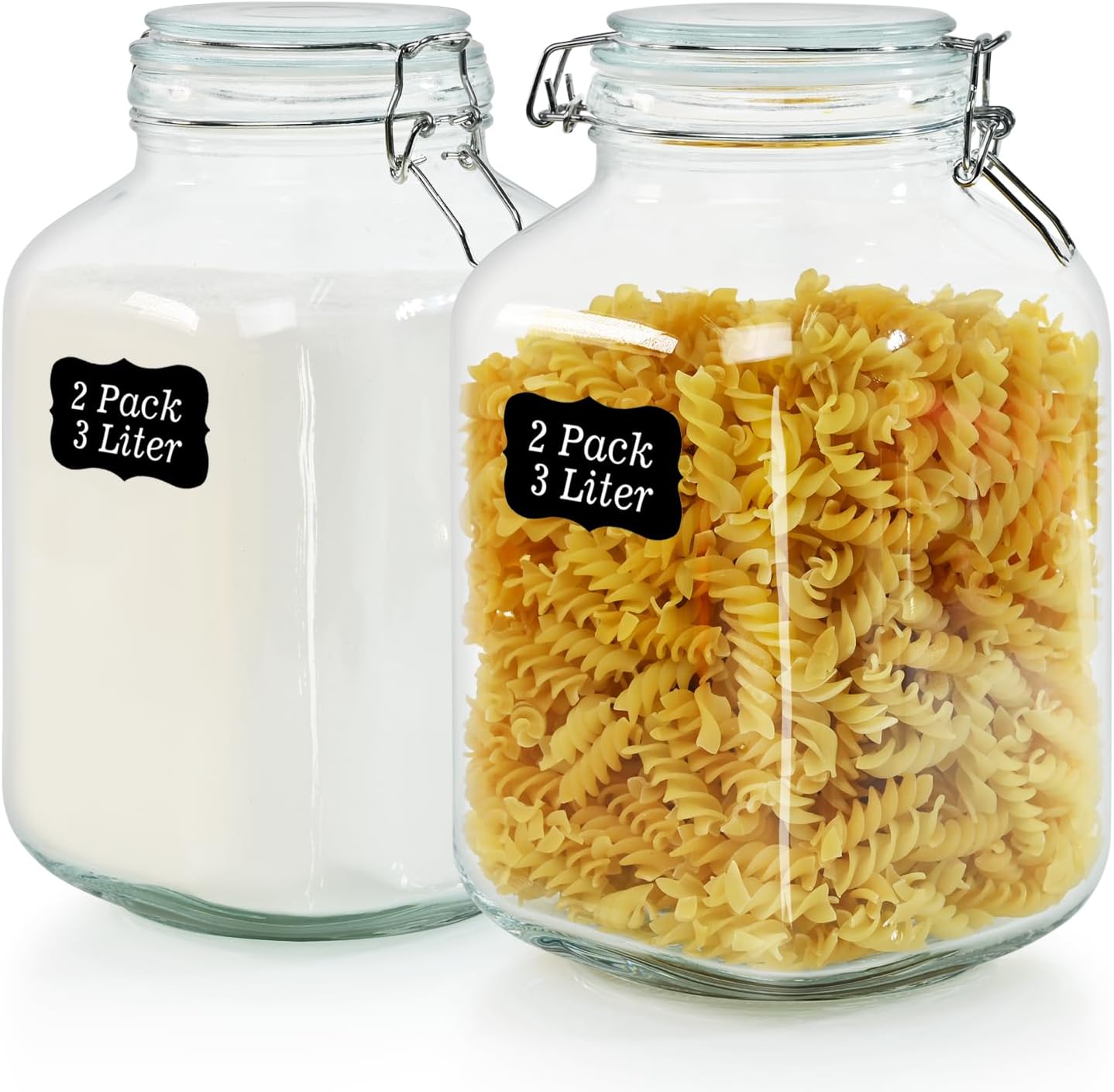 Ollieroo 106oz Square Glass Jars with Airtight Lid, Large Mason Jars, Wide Mouth Storage Containers