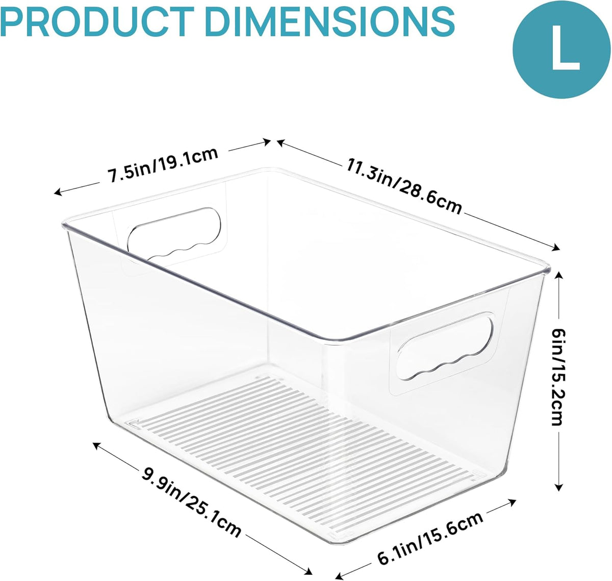 Vtopmart Clear Plastic Pantry Organizer Bins, 6 PCS Food Storage Bins with Handle for Refrigerator