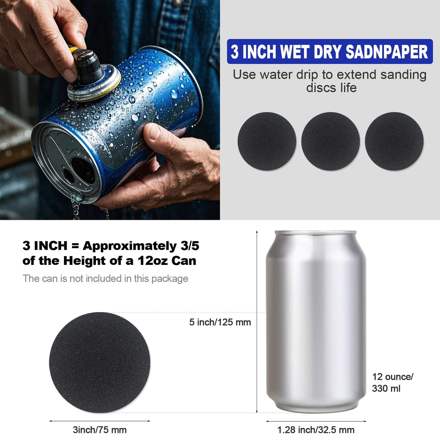 133 PCS Sanding Disc Drill Polishing Kit Sanding Attachment, 3 Inch Wet Dry Headlight Restoration