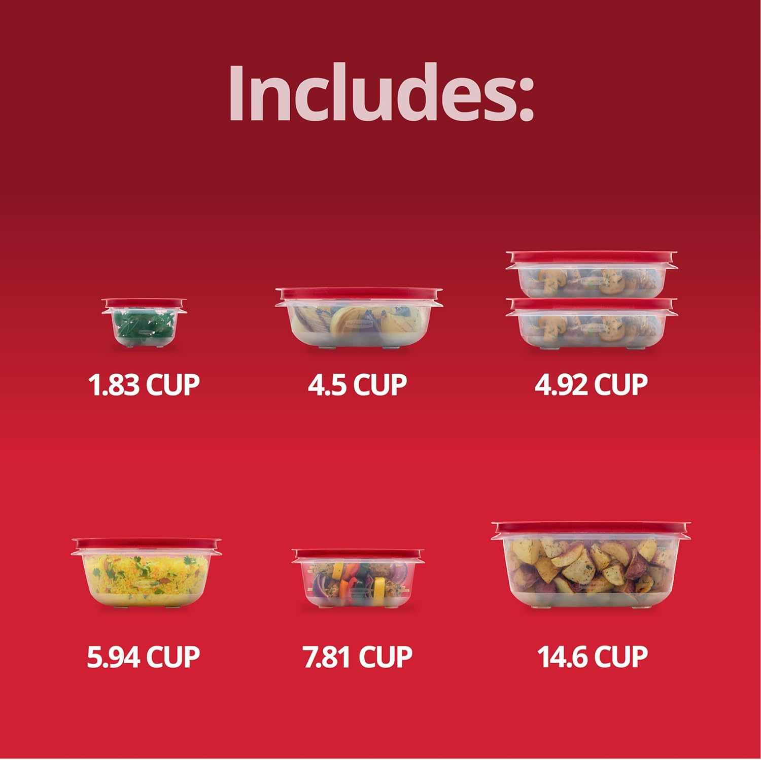 Rubbermaid EasyStore Square and Round Containers, 14-Piece Set, Food Storage Containers, Food