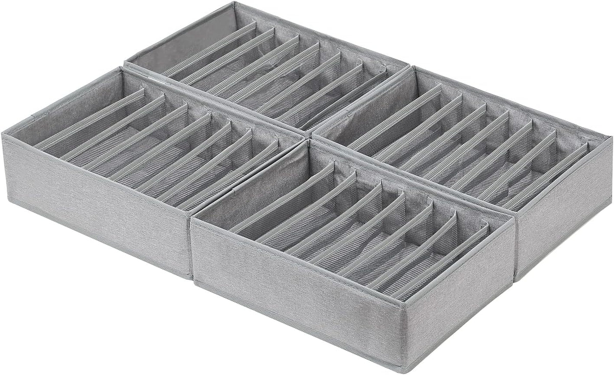 Qozary 4 Pack Drawer Organizers for Clothing, 8 Grids Foldable Closet Organizers and Storage Bins