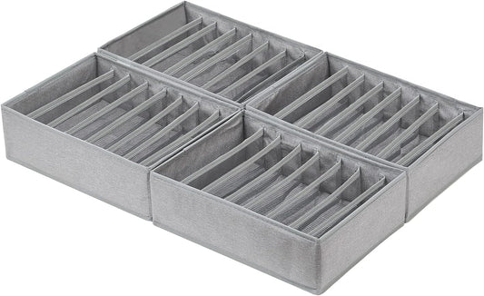 Qozary 4 Pack Drawer Organizers for Clothing, 8 Grids Foldable Closet Organizers and Storage Bins