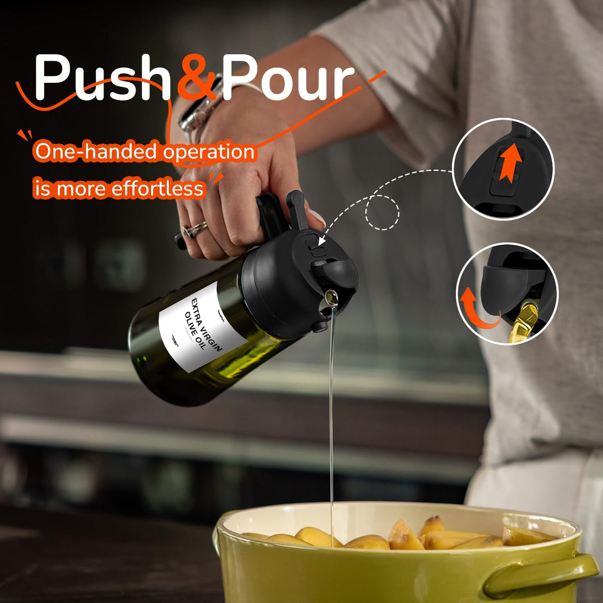 TrendPlain - Original 16oz/470ml Olive Oil Dispenser Bottle for Kitchen Gadgets and Air Fryer