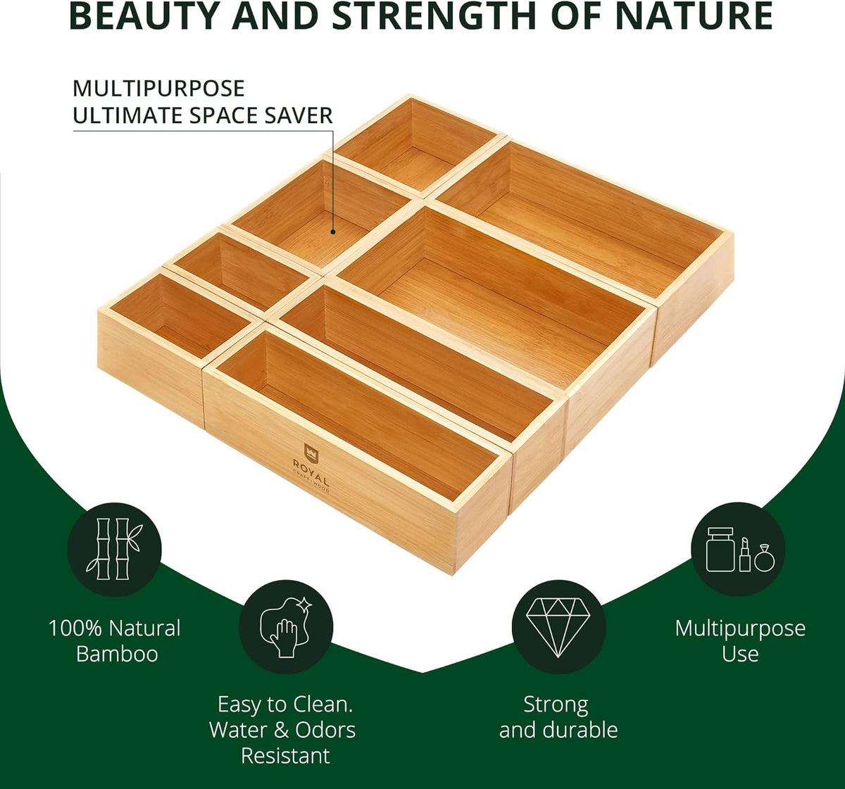 ROYAL CRAFT WOOD Bamboo Jewelry Organizer Box & Chests Set - Versatile Storage Solution for Makeup