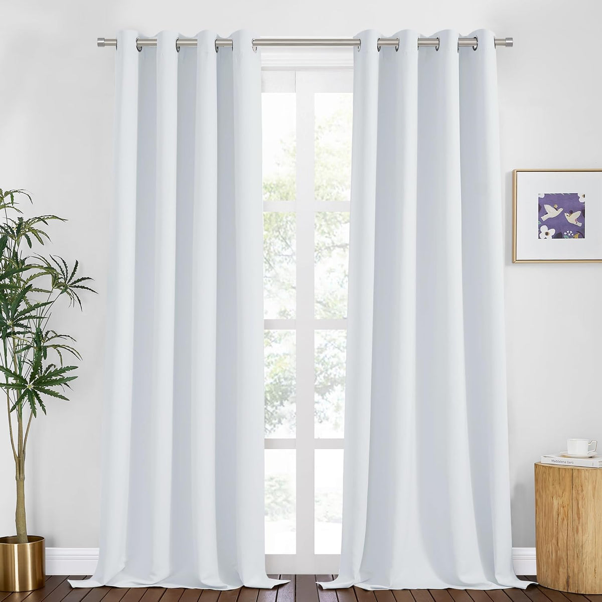 PONY DANCE Greyish White Curtains 94 inches Long - Thermal Insulated Long Curtains& Drapes 2 Burg