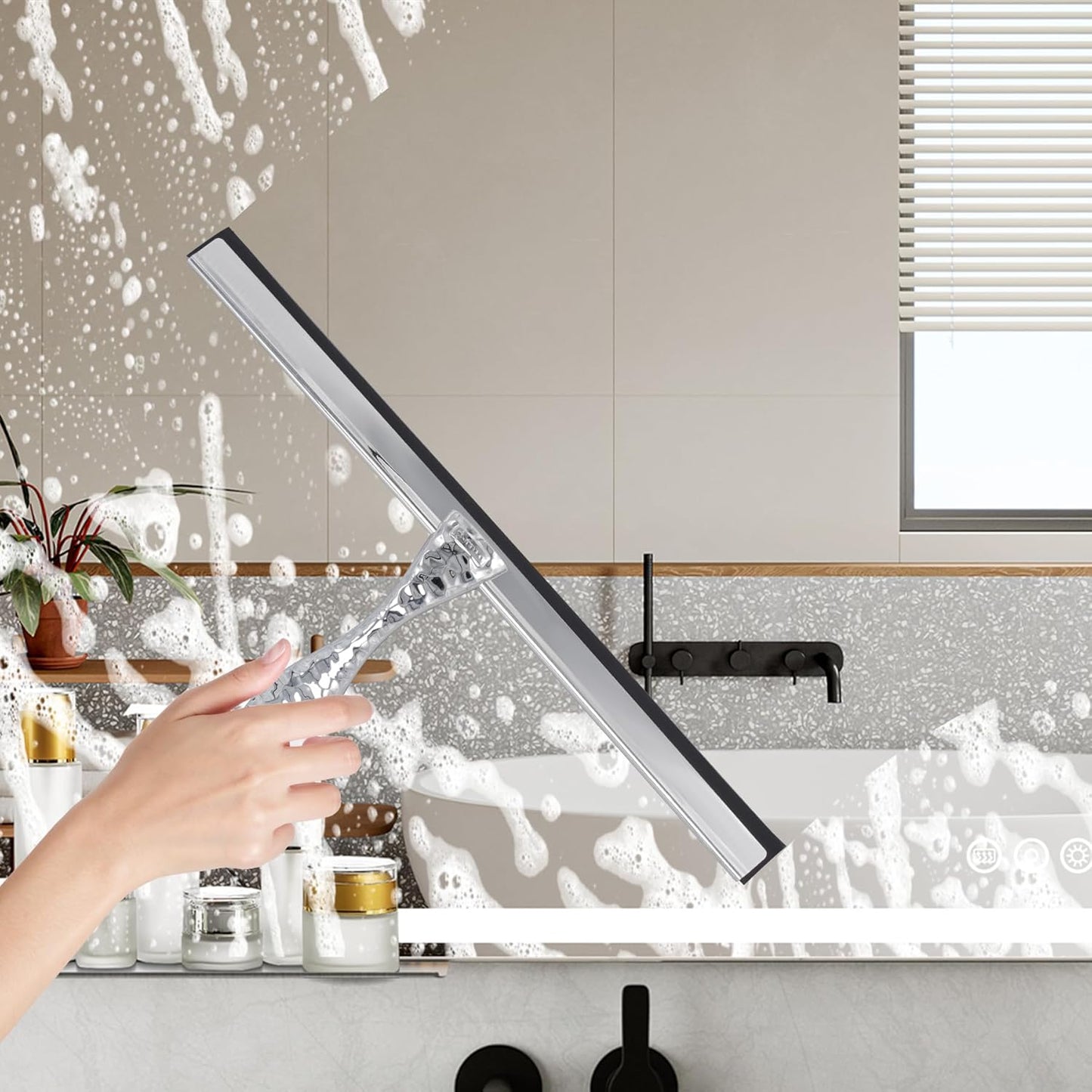 All-Purpose Silicone Shower Squeegee for Shower Glass Door,with 1 Hooks,for Bathroom Glass, Car