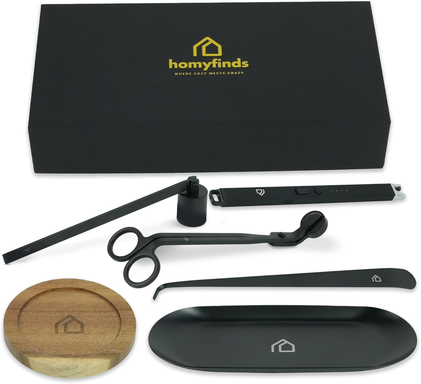Candle Accessory Set 5 in 1 Candle Care Kit with Wick Trimmer, Dipper, Snuffer, Rechargeable Candle