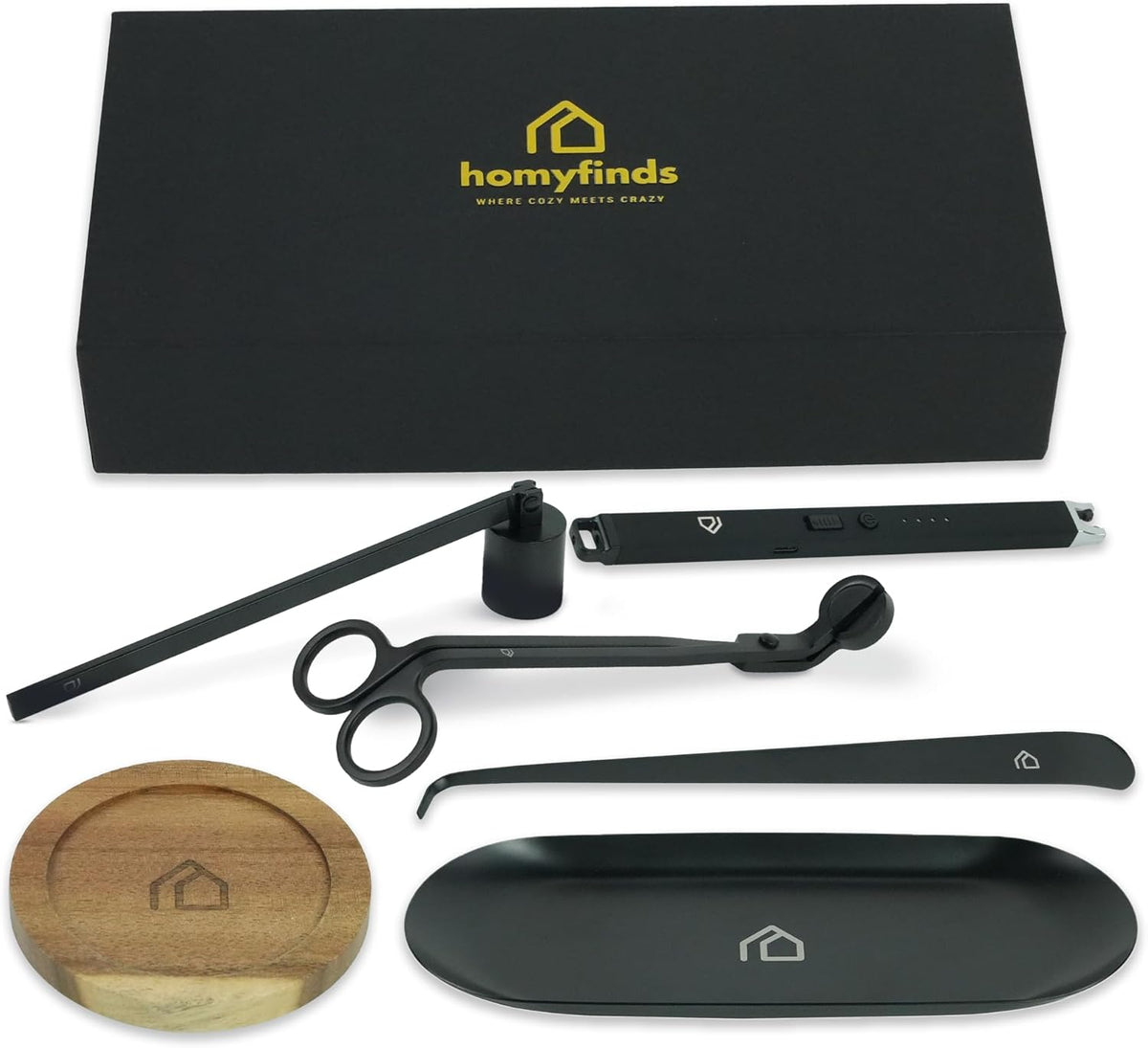 Candle Accessory Set 5 in 1 Candle Care Kit with Wick Trimmer, Dipper, Snuffer, Rechargeable Candle