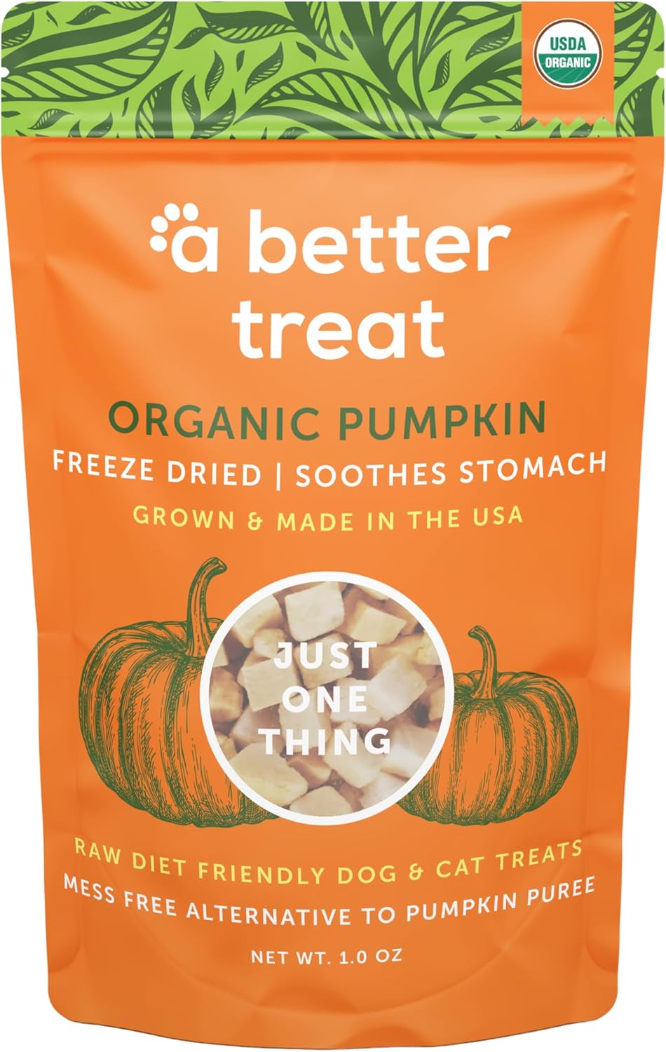 A Better Treat – Freeze Dried Organic Pumpkin Dog and Cat Treats, Organic, Single Ingredient |