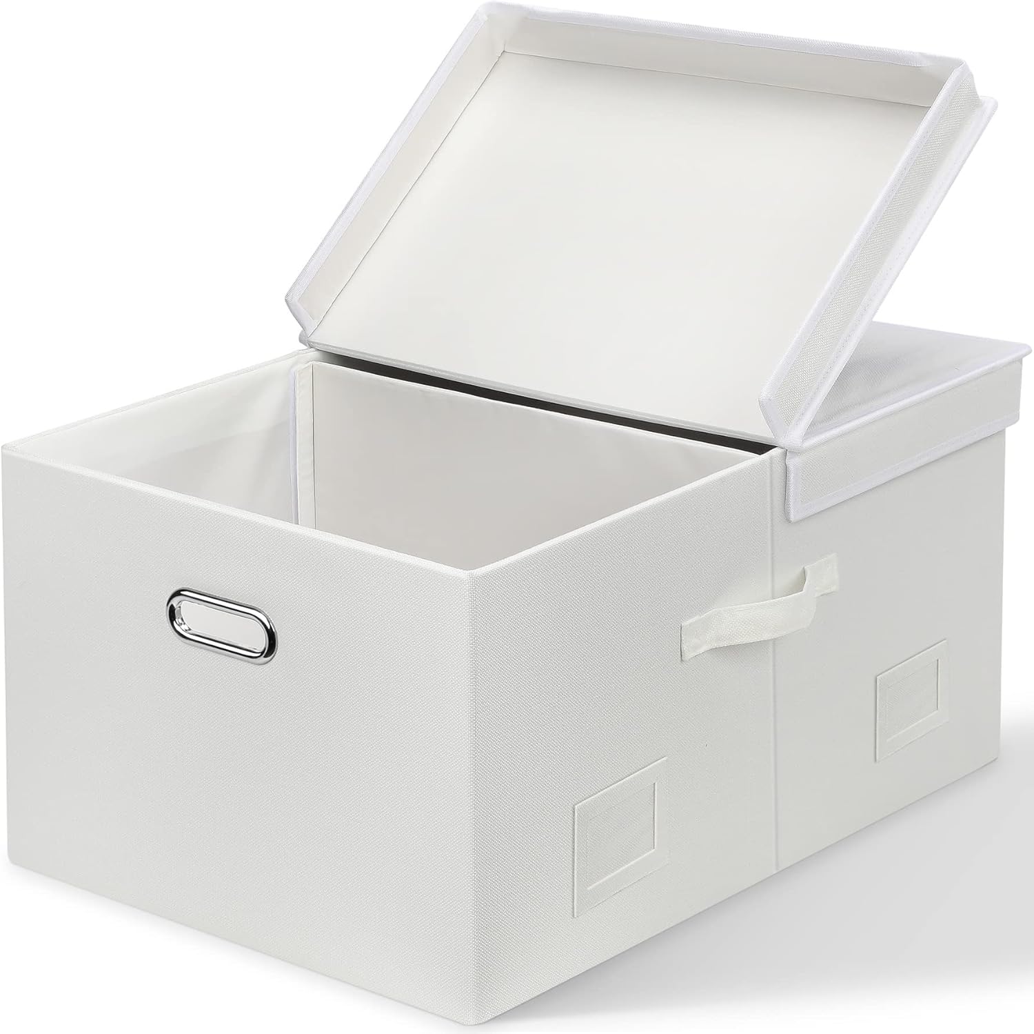 75 Quarts Extra Large Decorative Storage Bins with Lids, 1 Pack White Collapsible Storage Bins with