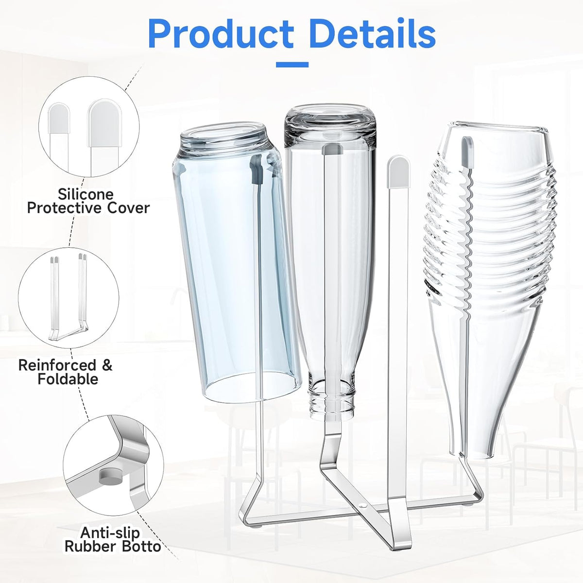 Water Bottle Drying Rack, Stainless Steel Baby Bottle Drying Rack, Collapsible Bottles Dryer Rack