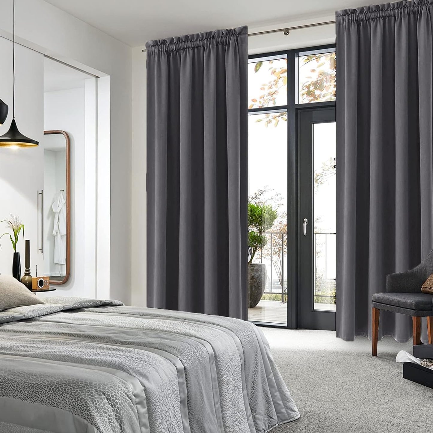 DWCN Blackout Curtains for Living Room 95 Inch Length 2 Panels Set, Solid Thermal Insulated Energy
