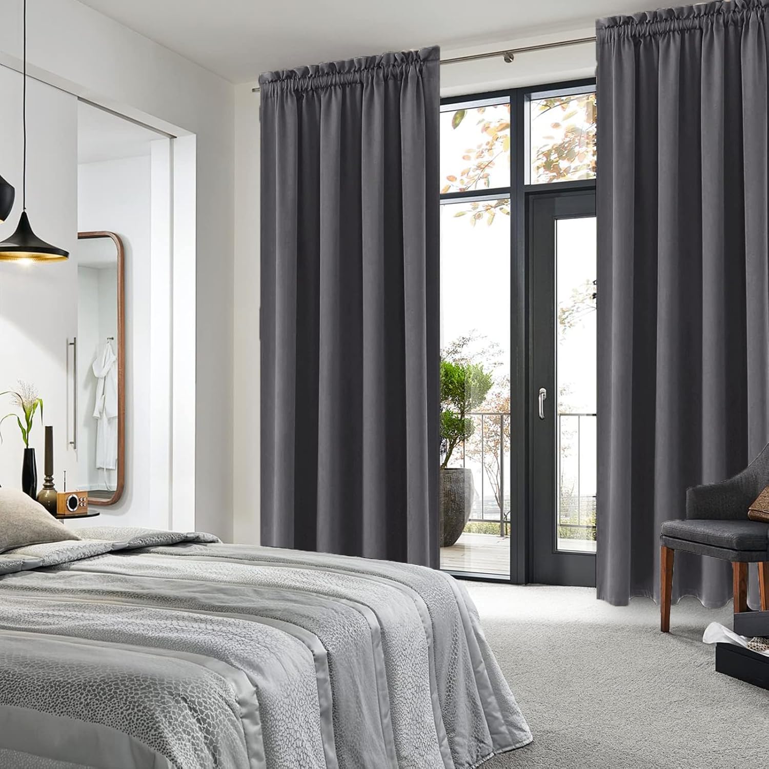 DWCN Blackout Curtains for Bedroom 84 Inch Length 2 Panels Set, Solid Thermal Insulated Energy