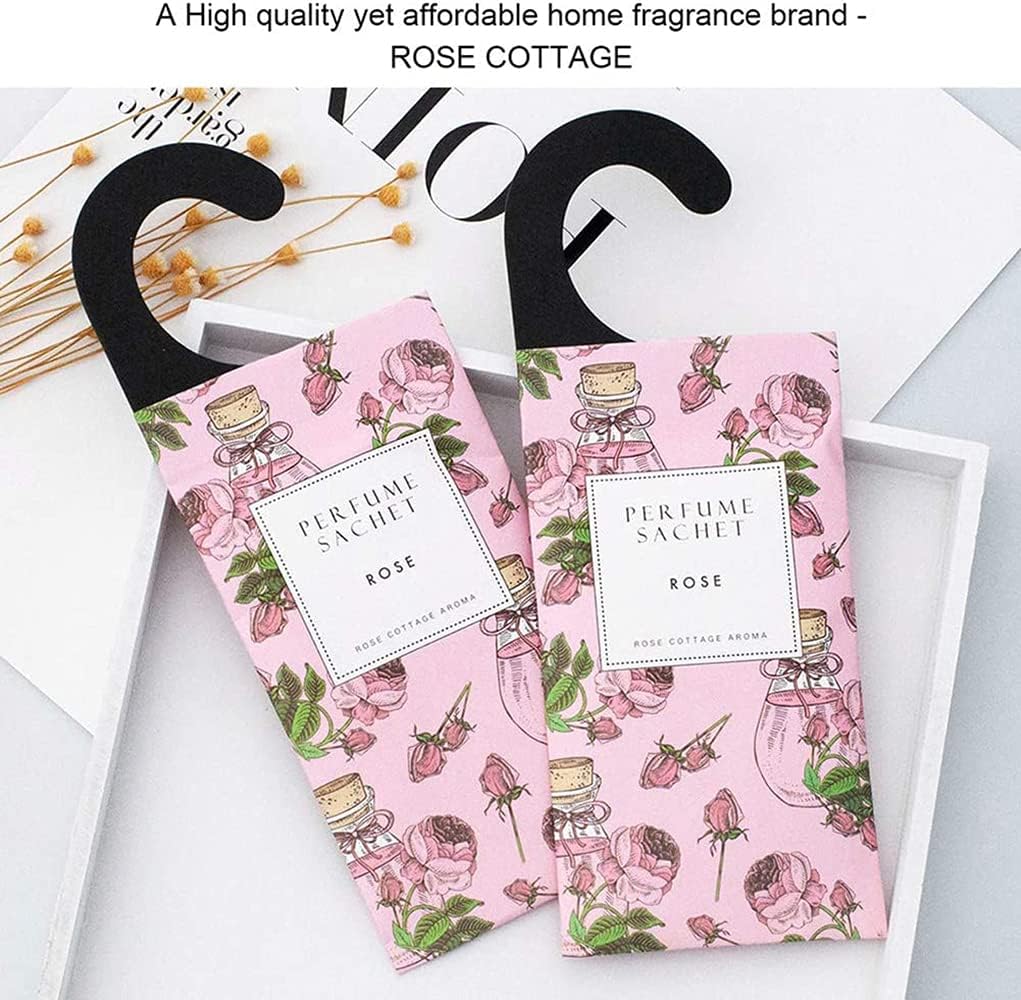 ROSE COTTAGE Large 12 Packs Rose Hanging Closet Deodorizer Air Freshener Long Lasting Scented