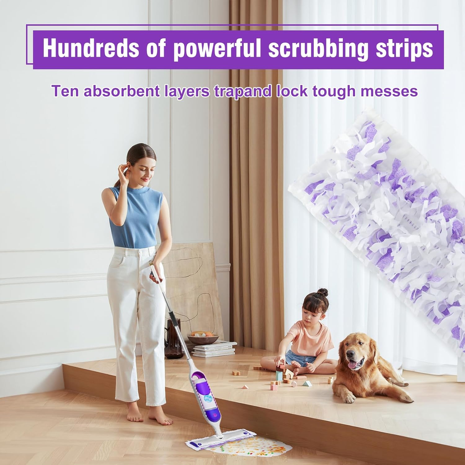40 Pack Power Mop Refills for Swiffer Power Mop，Unscented&Thickened Multi-Surface and Wood Spray