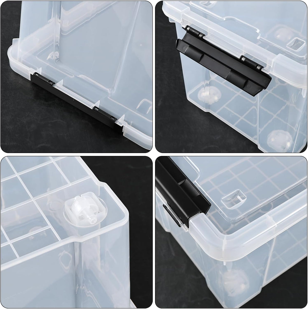 22 Qt Latching Storage Box, Stackable Bin with Latch Lid, Plastic Storage Container Tote, Clear