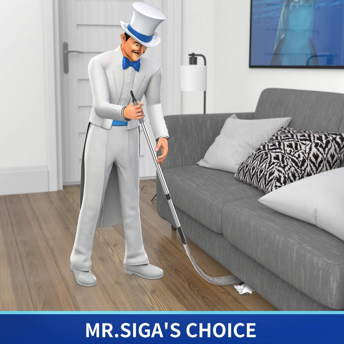 MR.SIGA Flexible Microfiber Long Duster for Gap Cleaning, Stainless Steel Adjustable Handle