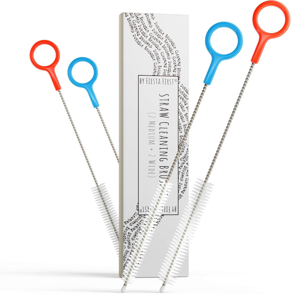 Heavy Duty Cleaning Brushes Set of 4 - Extra Long Straw Cleaners for Metal and Plastic Reusable