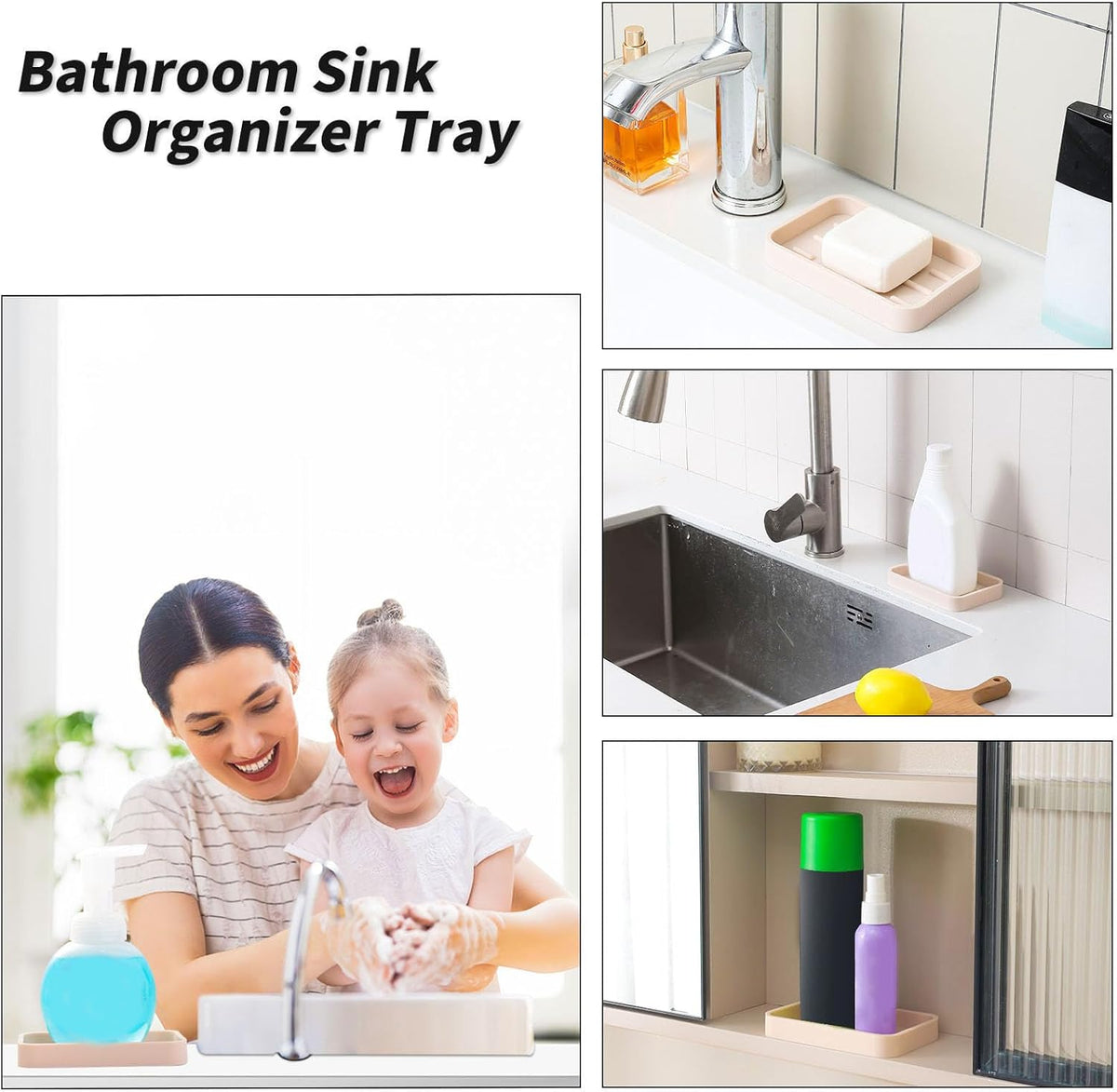 Silicone Kitchen Sink Organizer Tray for Multiple Usage,Easy Clean Sponges Holder for Kitchen