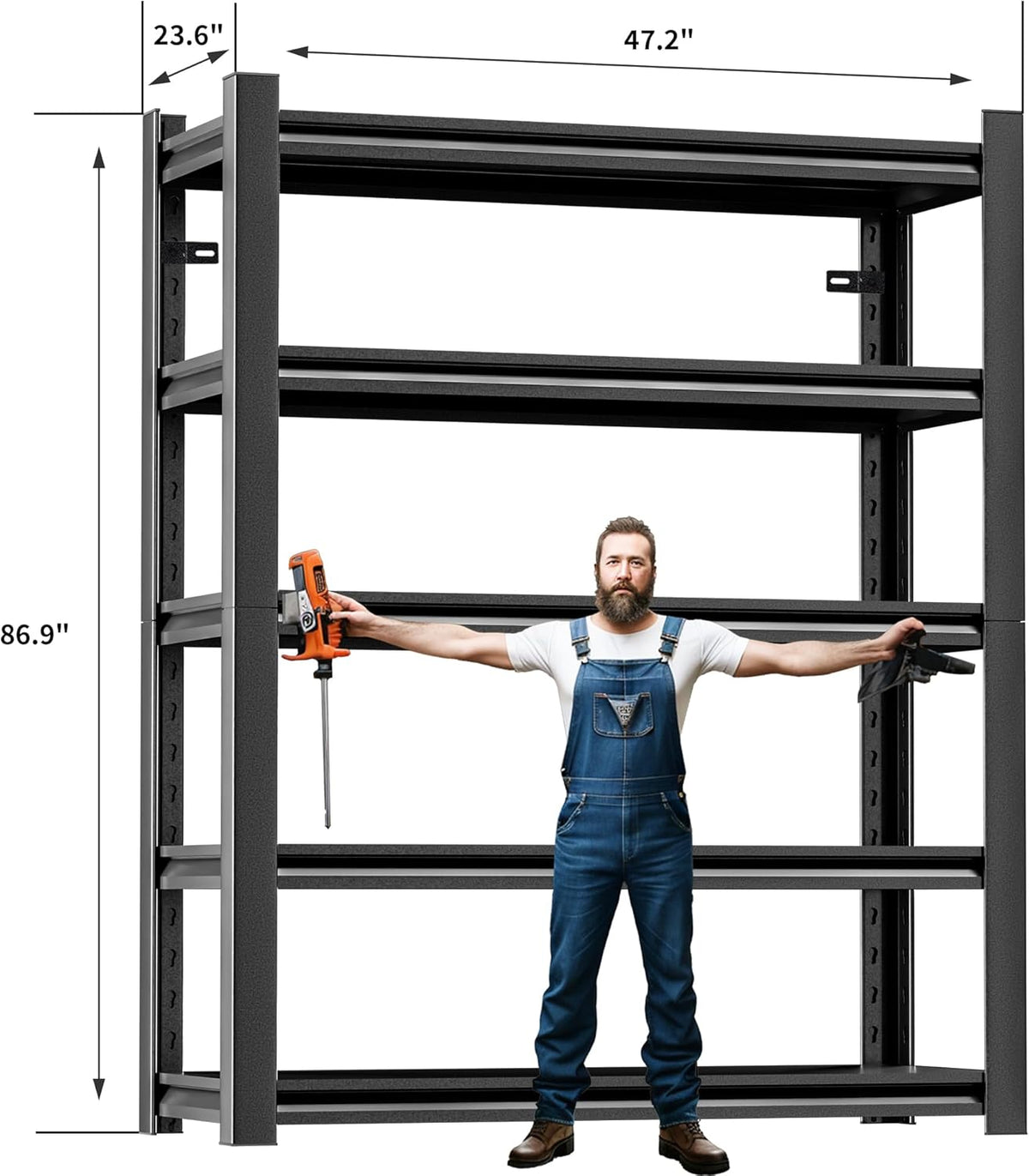3 Pieces Garage Shelving,87"X48"X24"Inches,Heavy Duty Sturdy Steel Thickened Metal Shelves for