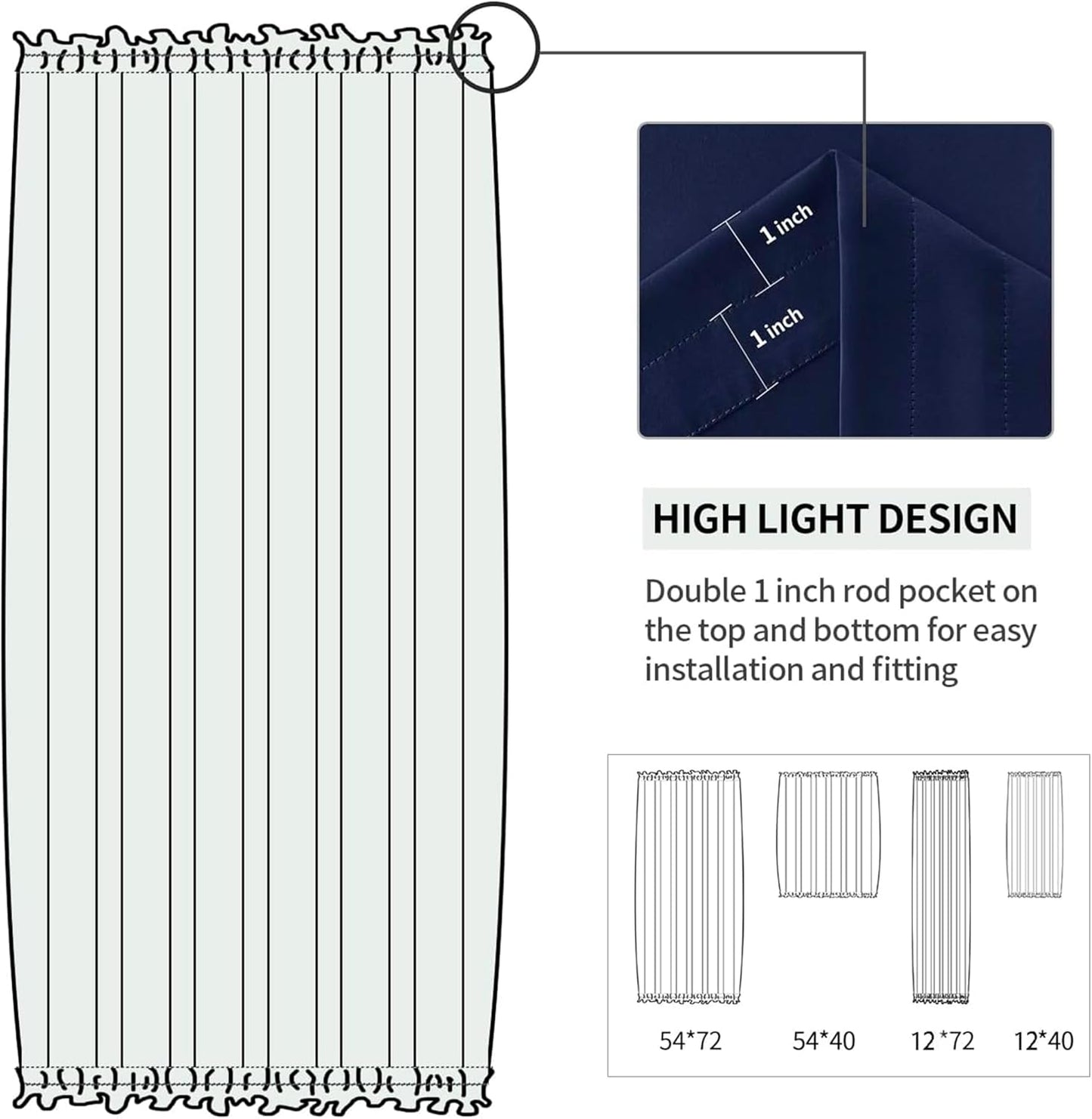 DWCN French Door Curtains – Rod Pocket Thermal Blackout Curtain for Doors with Glass Window