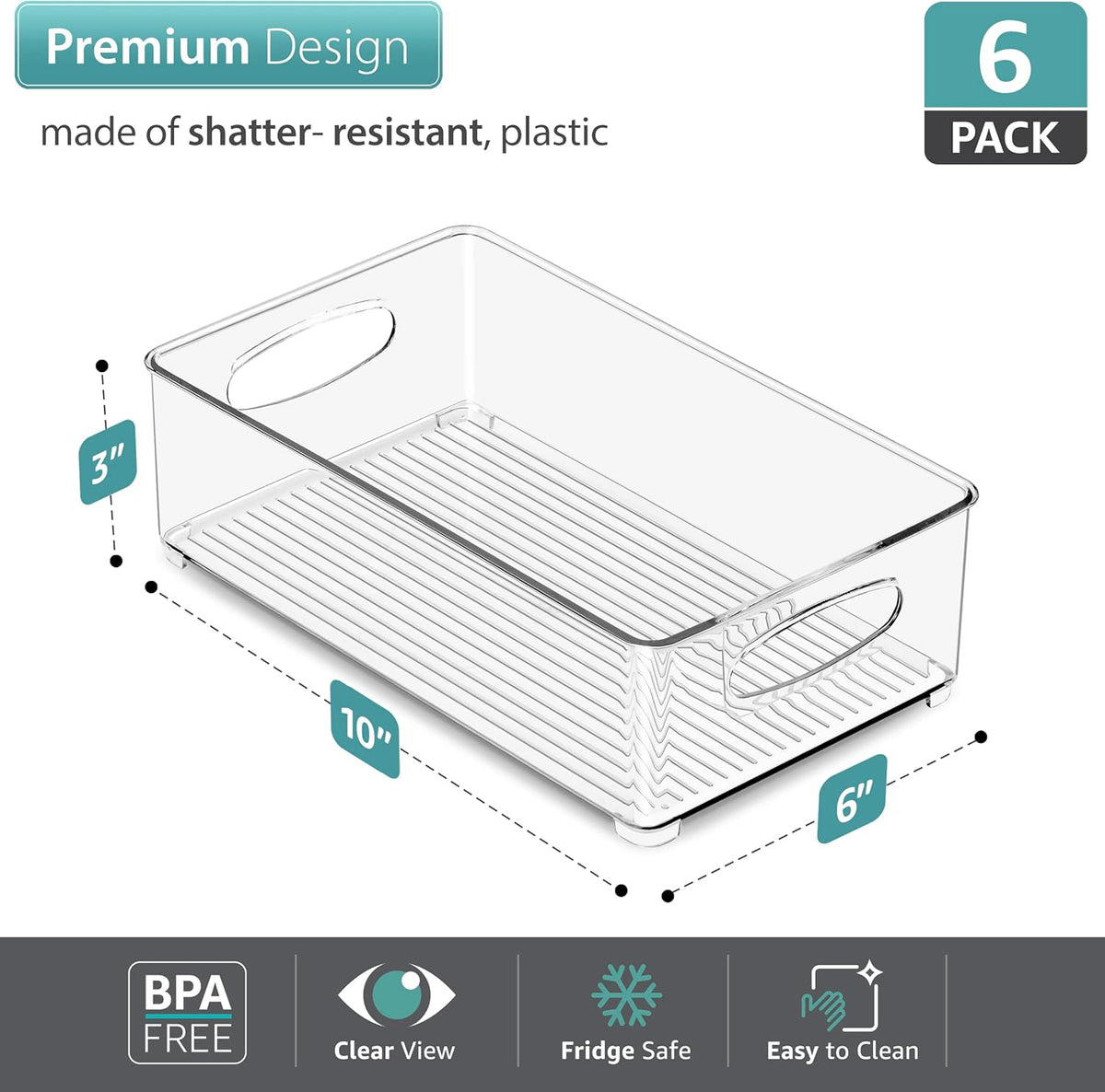 Sorbus Stackable Refrigerator Organizer Bins - Clear Storage Bins for Kitchen Pantry, Freezer &