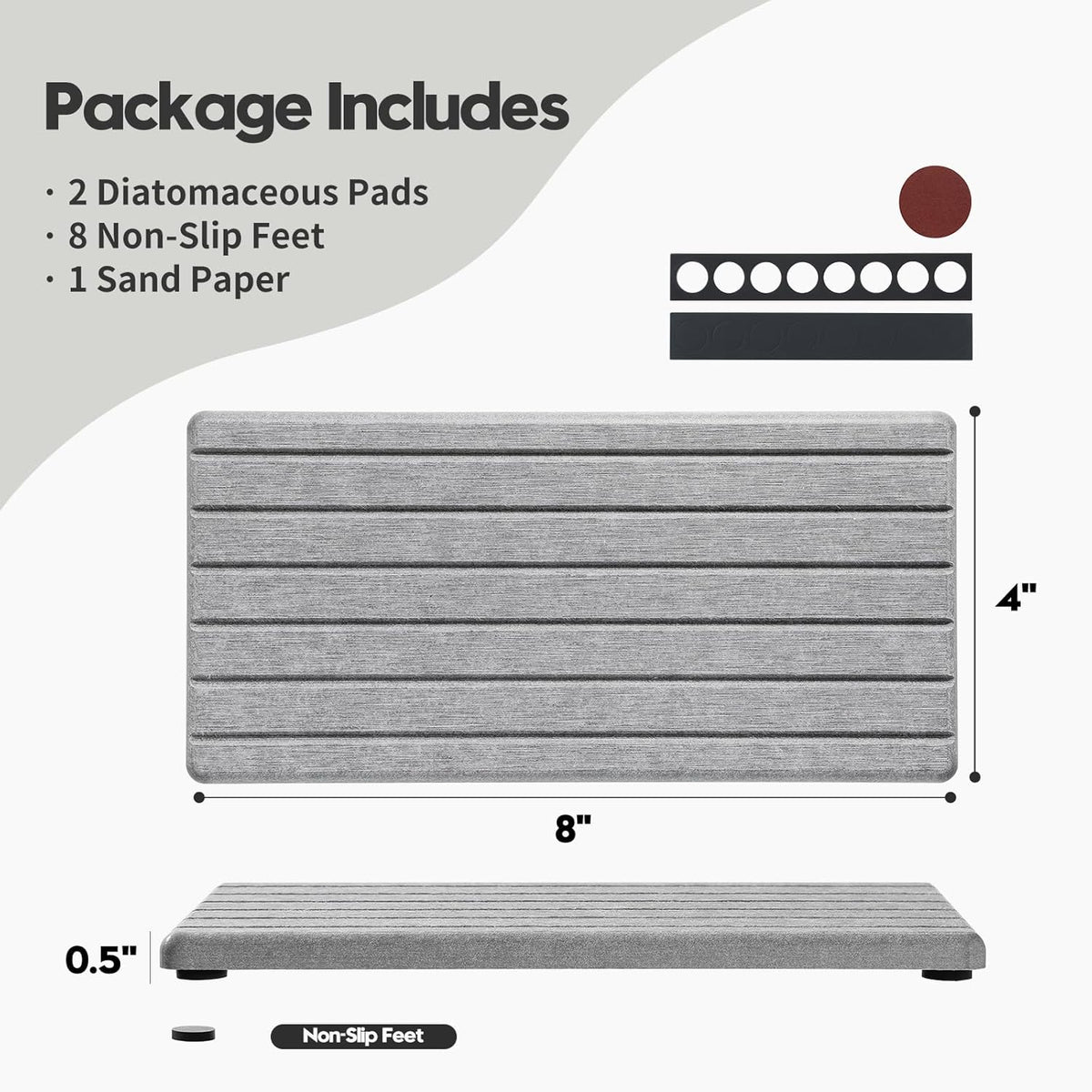 2PCS Instant Dry Diatomite Stone Counter Makeup Tray Organizer, Fast Drying Caddy Kitchen Sponge