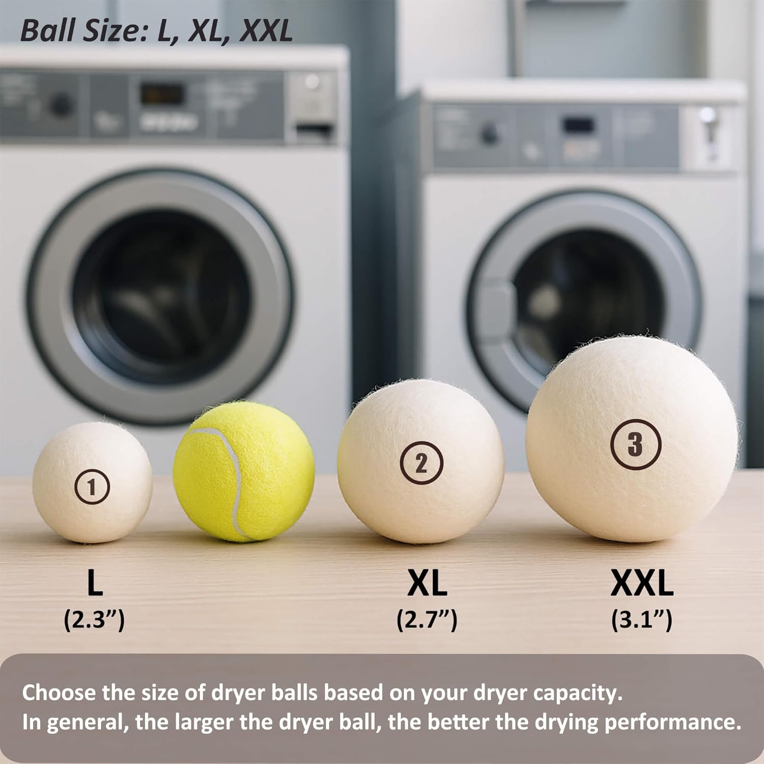 Sheep Wool Dryer Balls 4 Pack XL(2.7") Premium Natural Fabric Softener, Reusable Laundry Dryer