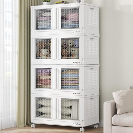 BROVIEW 400Qt Stackable Storage Bins with Lids, 100Gal Closet Organizers and Storage Drawer