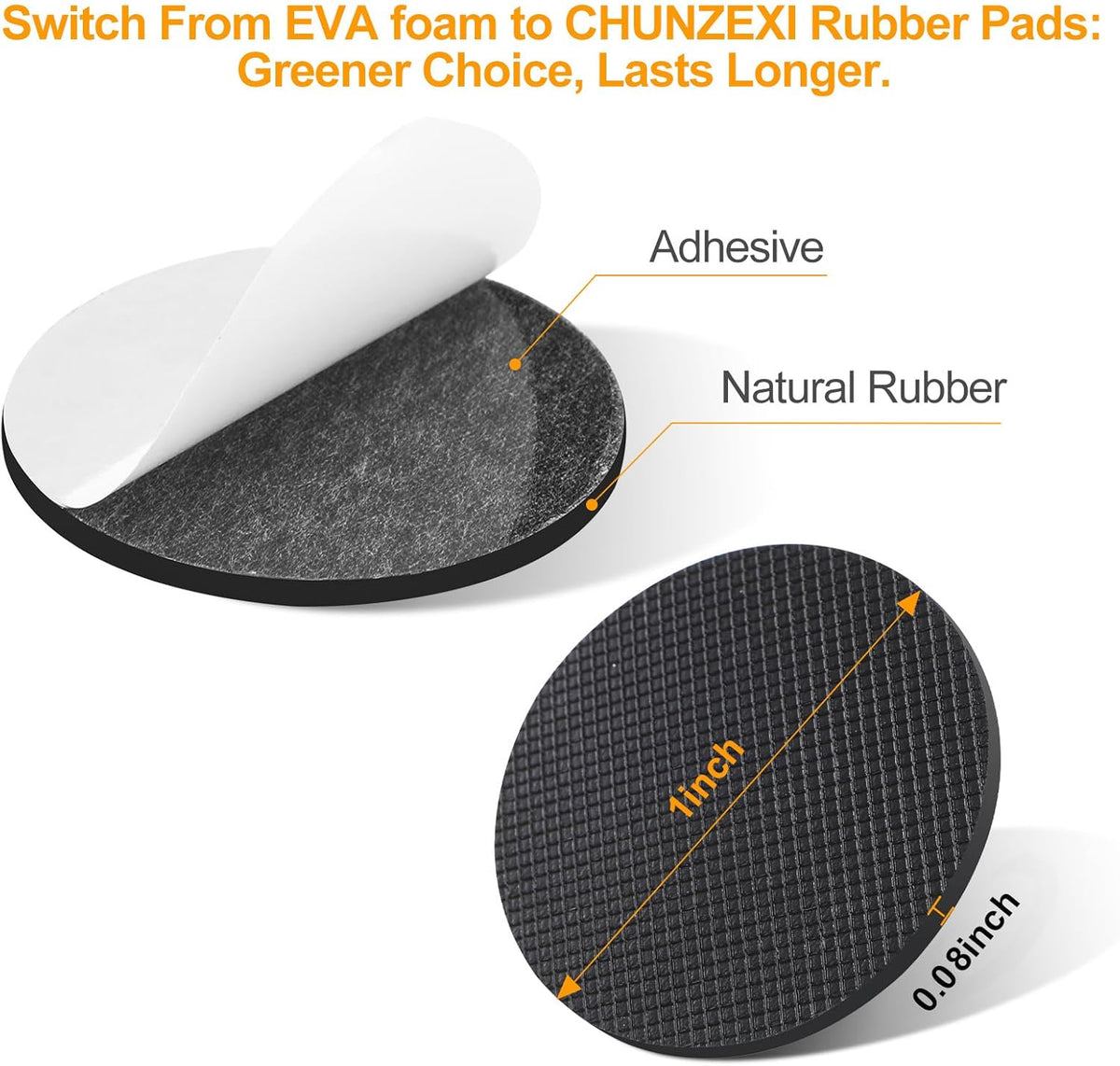 CHUNZEXI Non Slip Furniture Pads - 24 Premium Furniture Grippers Self Adhesive Rubber Furniture
