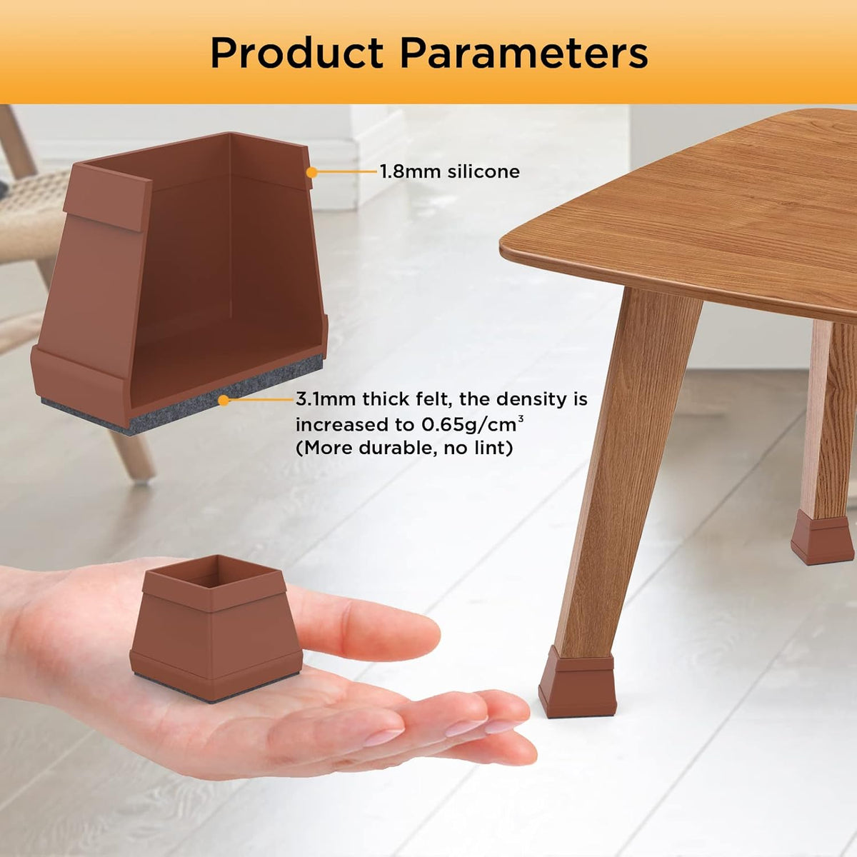 16 PCS Square Chair Leg Floor Protector, Silicone Chair Leg Cover, Furniture Leg Protectors with