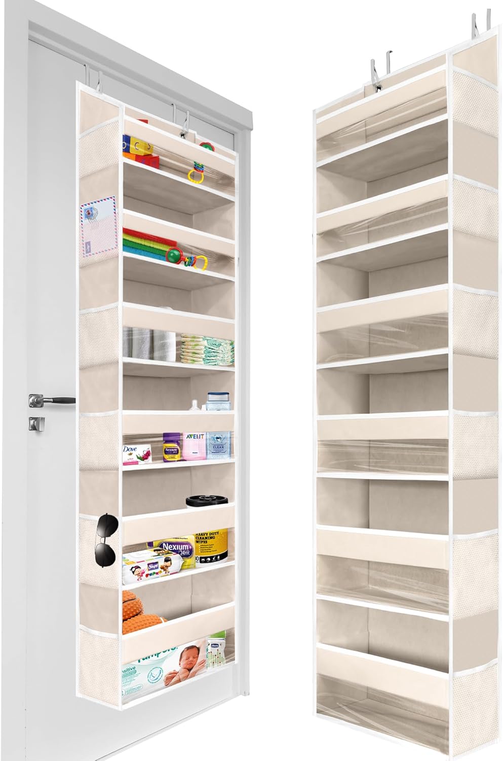 HOMELUX THEORY 1 PC Heavy Duty Over the Door Organizer 55x14x6.7, 6 Large Front & 12 Side Pockets