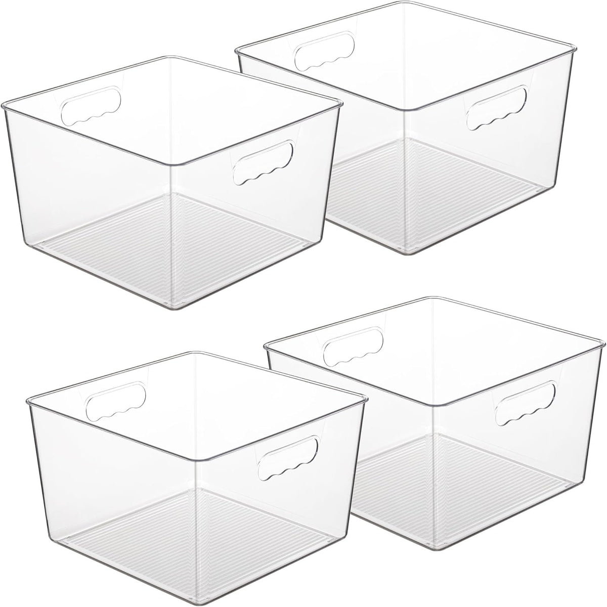 Vtopmart 4 Pack Extra Large Clear Plastic Storage Bins,11x11 Cube Acrylic Organizer Square