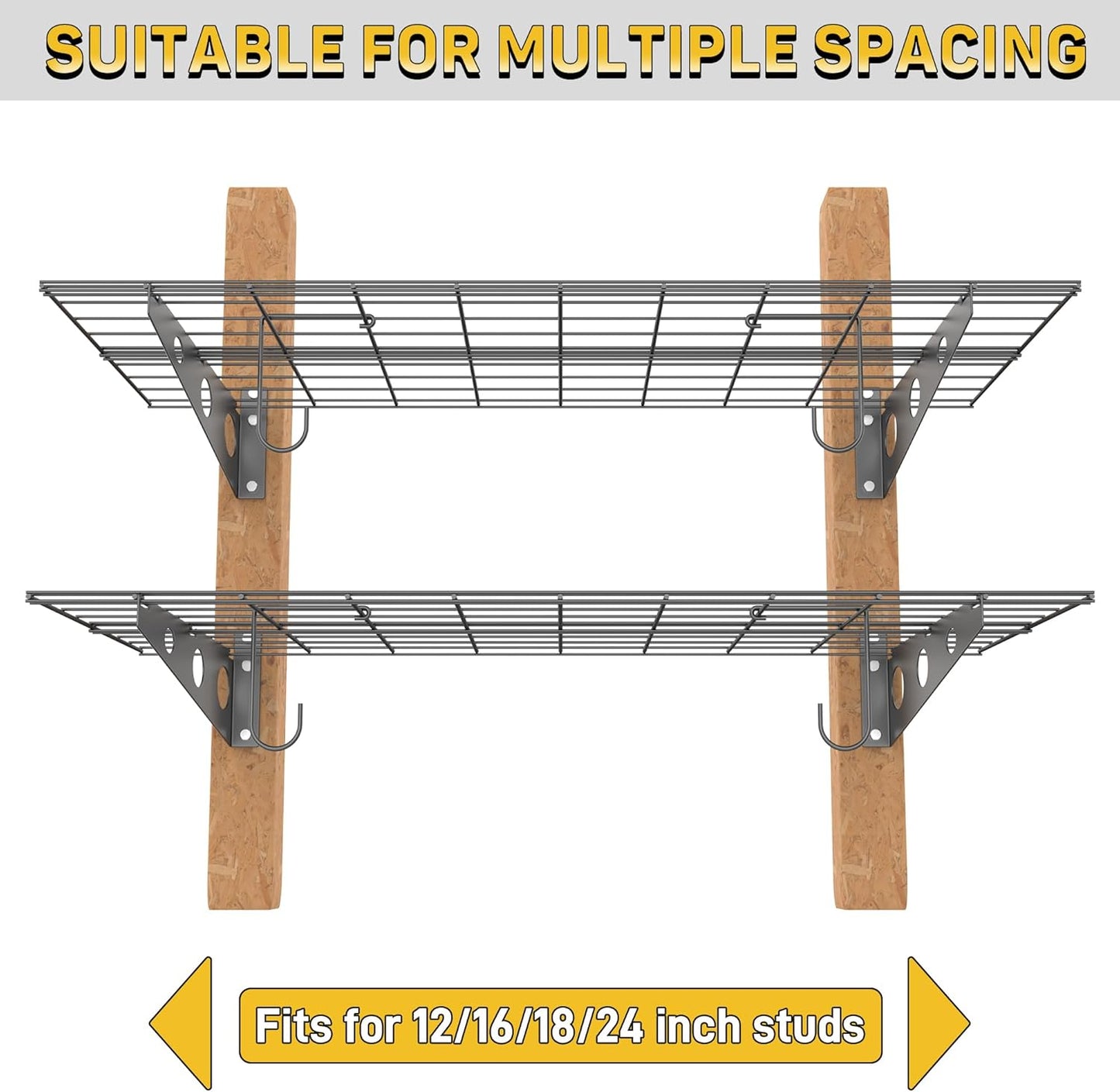 Ultrawall Garage Wall Shelves, 2 x 4 ft Wall Mounted Storage Shelves, Heavy Duty Wall Shelving with
