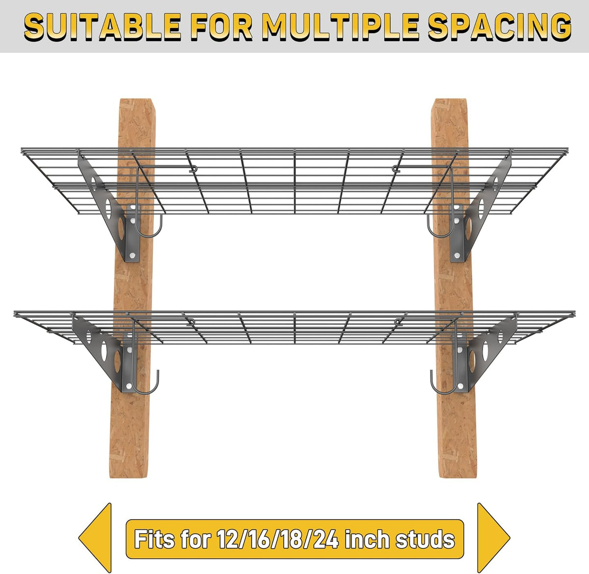 Ultrawall Garage Wall Shelves, 2 x 4 ft Wall Mounted Storage Shelves, Heavy Duty Wall Shelving with