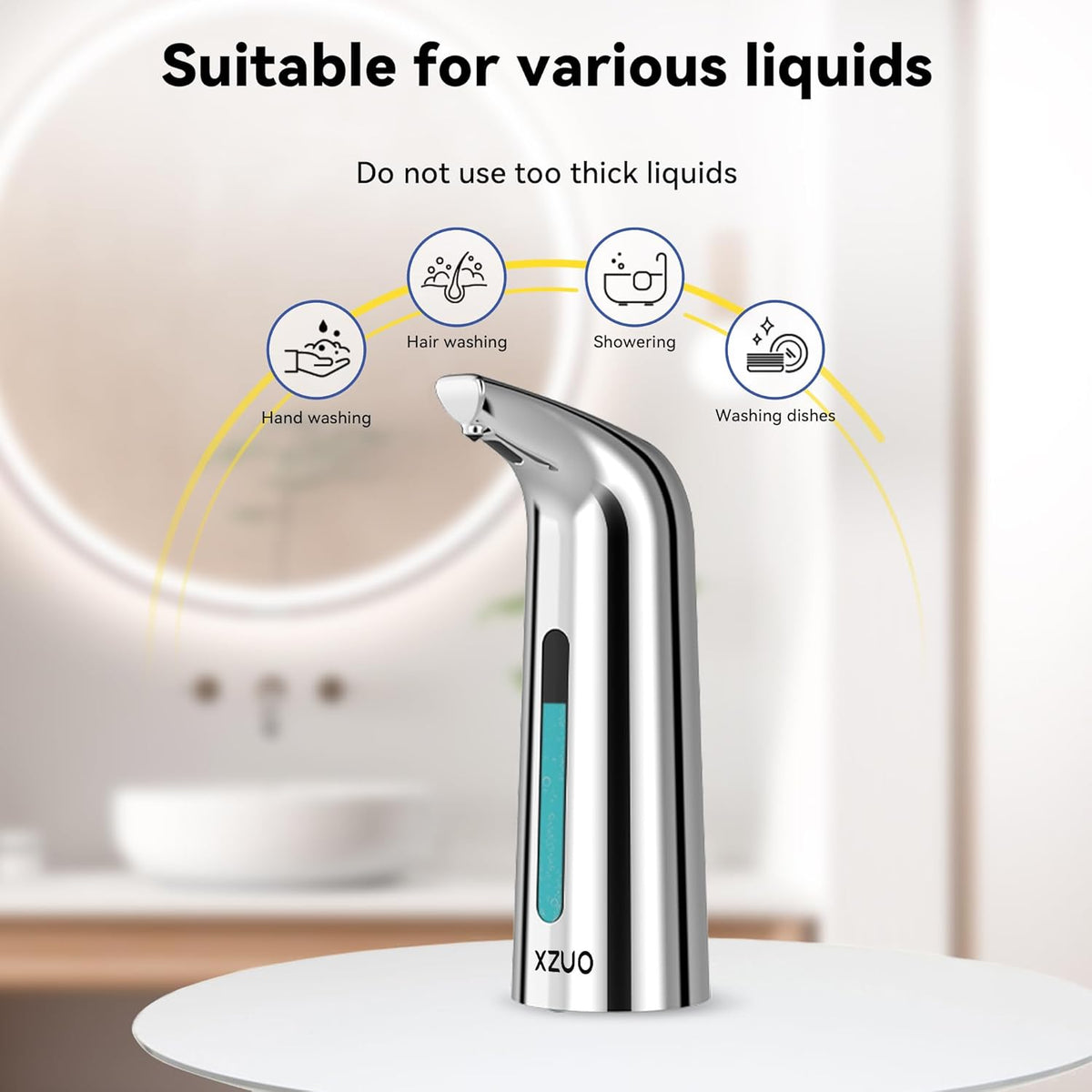 Automatic Soap Dispenser with Infrared Sensor - Adjustable 4-Level Touchless Hand Soap for Kitchen