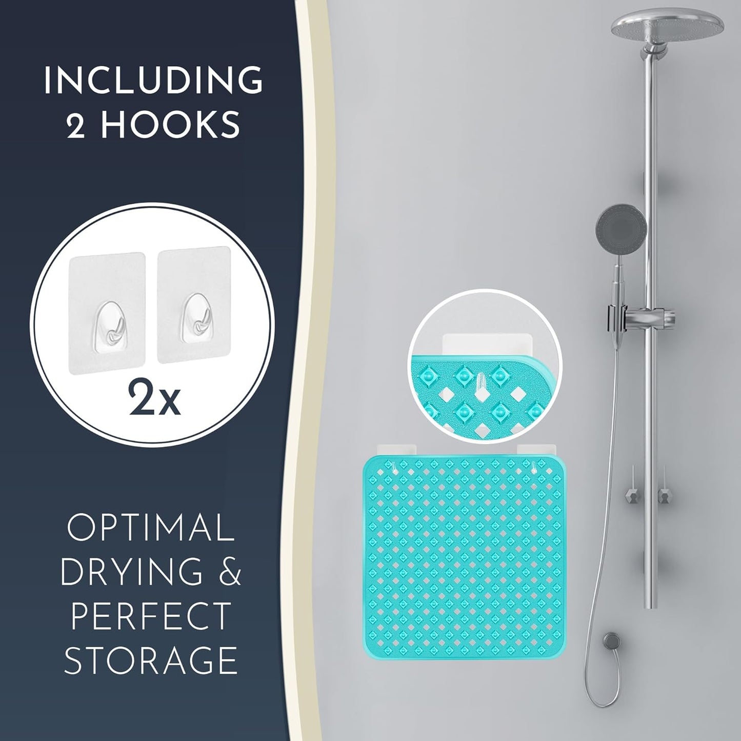 Homerella Anti Slip Shower Mat | Anti Mold Non Slip Bathtub Mat for Inside Shower | Square Floor